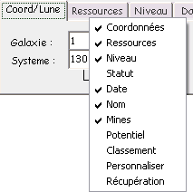 Onglets de recherche